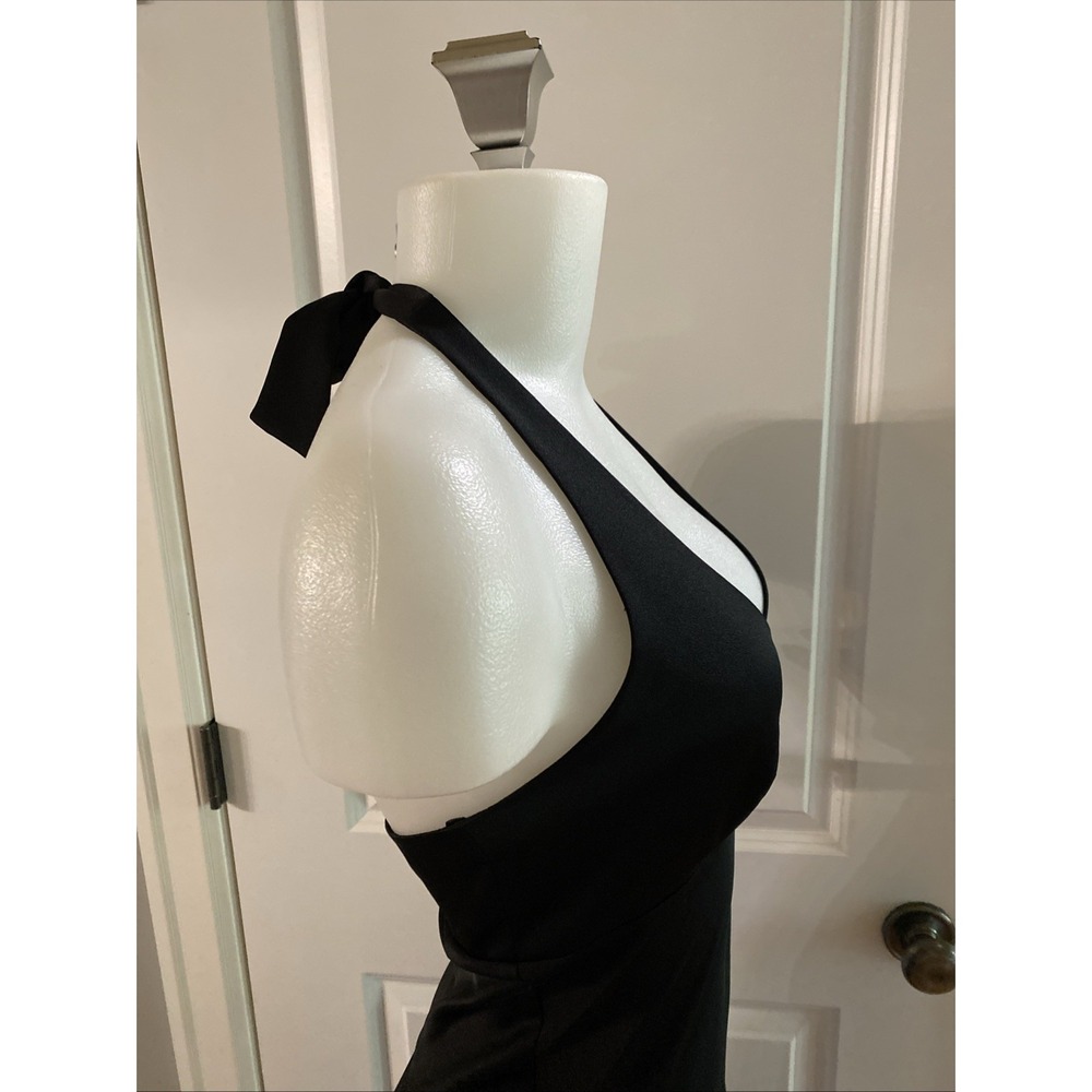 BCBG Maxazria Black Satin Halter Maxi Dress Formal Minimalist Slip Y2K Size 6 - Picture 5 of 13